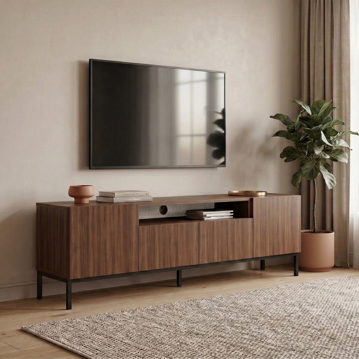 Nordure Rivoli Soporte para TV Milano Walnut y Negro Nordure Rivoli Soporte para TV Milano Walnut y Negro